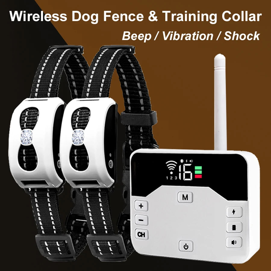 2-in-1 Wireless Electronic Dog Fence & Training Collar | Adjustable Beep, Vibration, Shock Modes for All Dog Sizes