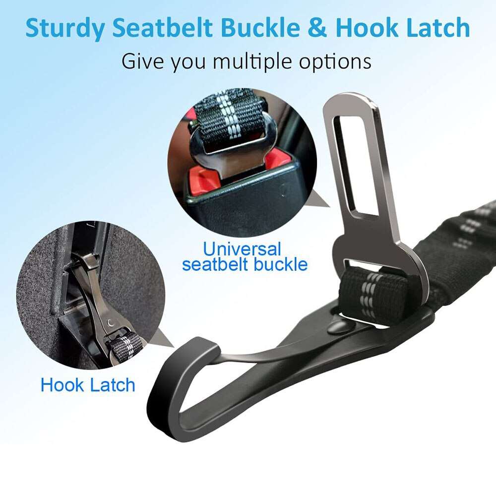 3-in-1 Dog Car Seatbelt | Pet Safety Belt with Clip Hook, Bungee Design, and Swivel Carabiner for Dogs