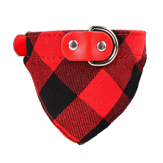 Adjustable Pet Neckerchief | Plaid Dog Bandanas for Small and Large Dogs | Stylish Pet Cat Accessories