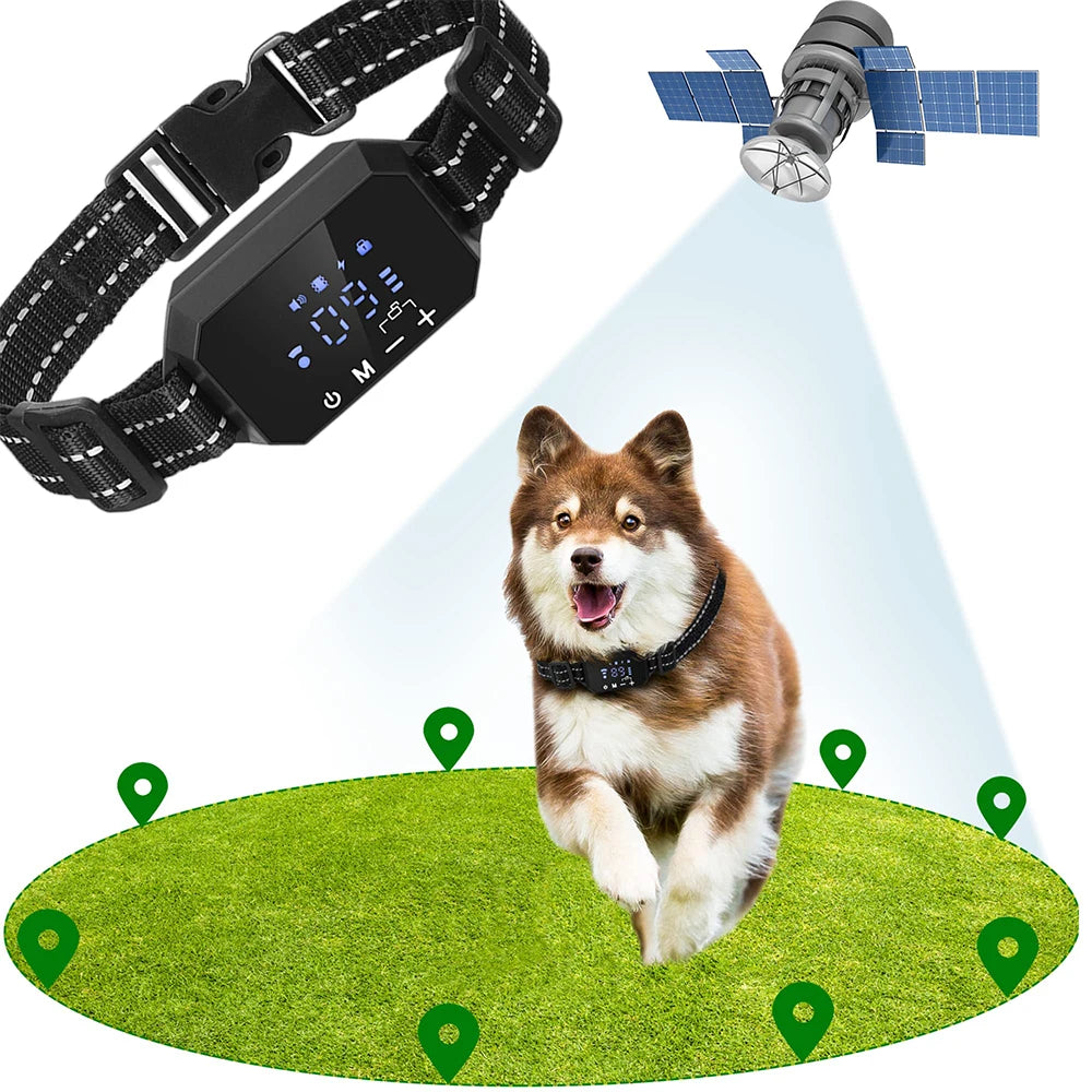 GPS Wireless Dog Fence with Adjustable Control Radius, Electric Shock & Vibration, Rechargeable, Range up to 3300 Ft