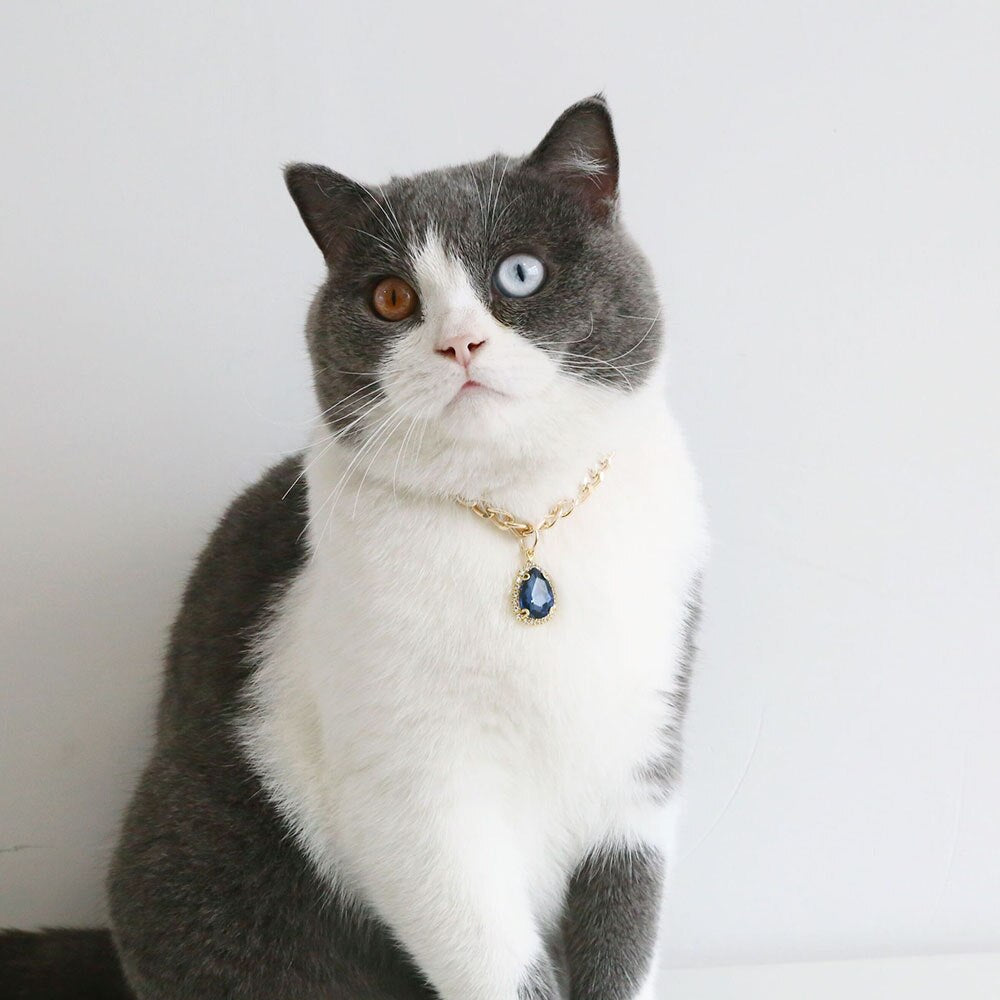 Princess Love Necklace for Cats and Dogs | Handmade Fancy Collar with Crystal Diamond Pendant