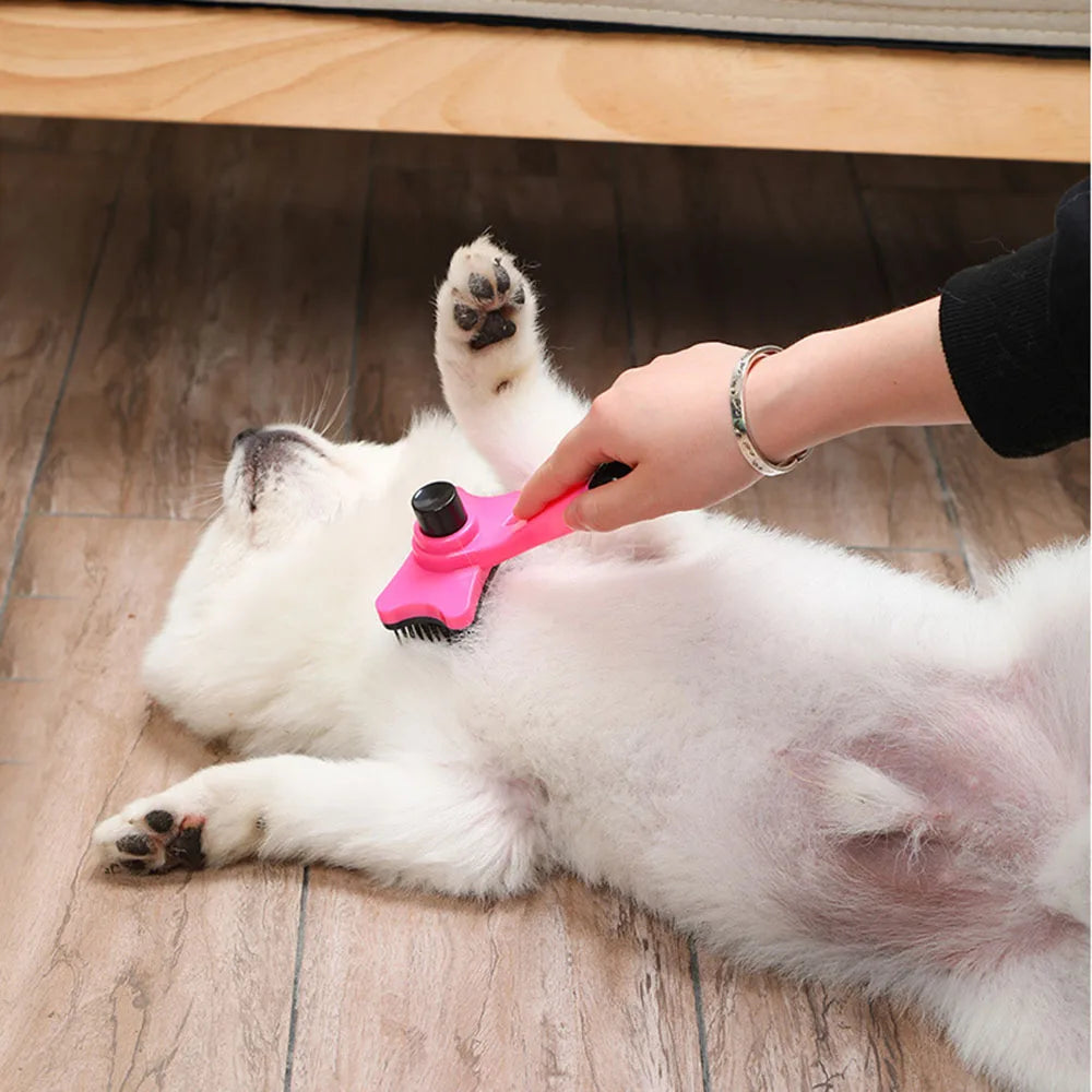 Dog & Cat Grooming Brush with Self-Cleaning Bristles