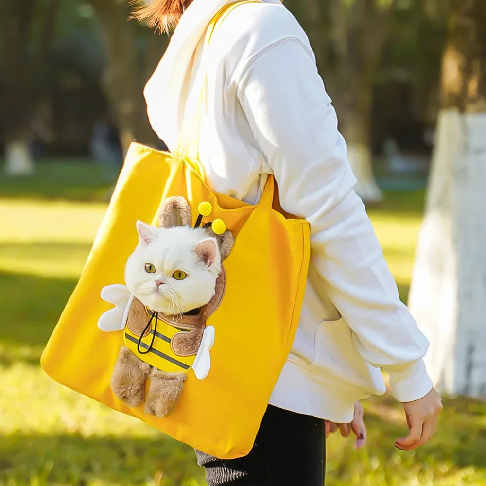 Pet Canvas Shoulder Bag | Cute Cat Carrier