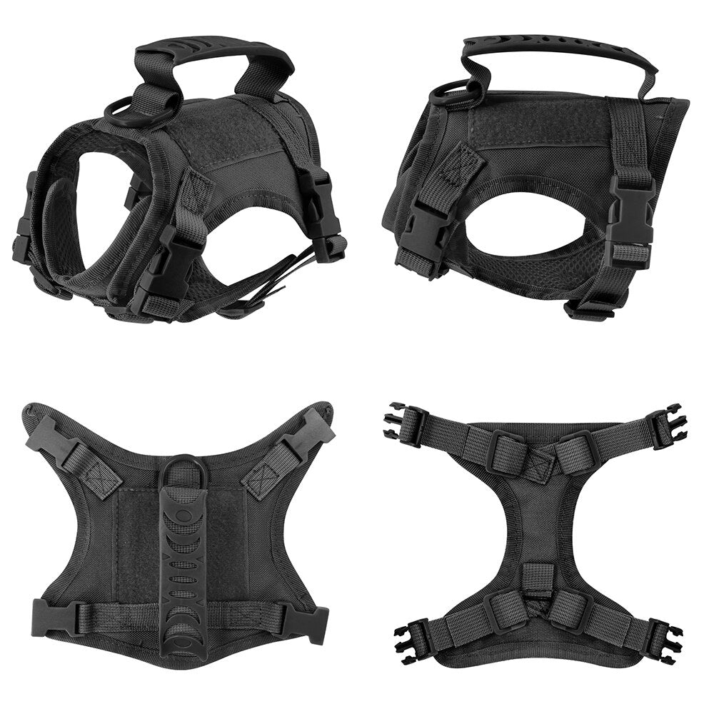 Tactical Harness Vest with Handle and Training Leash | Adjustable Harness with Leash Dogs and Cats