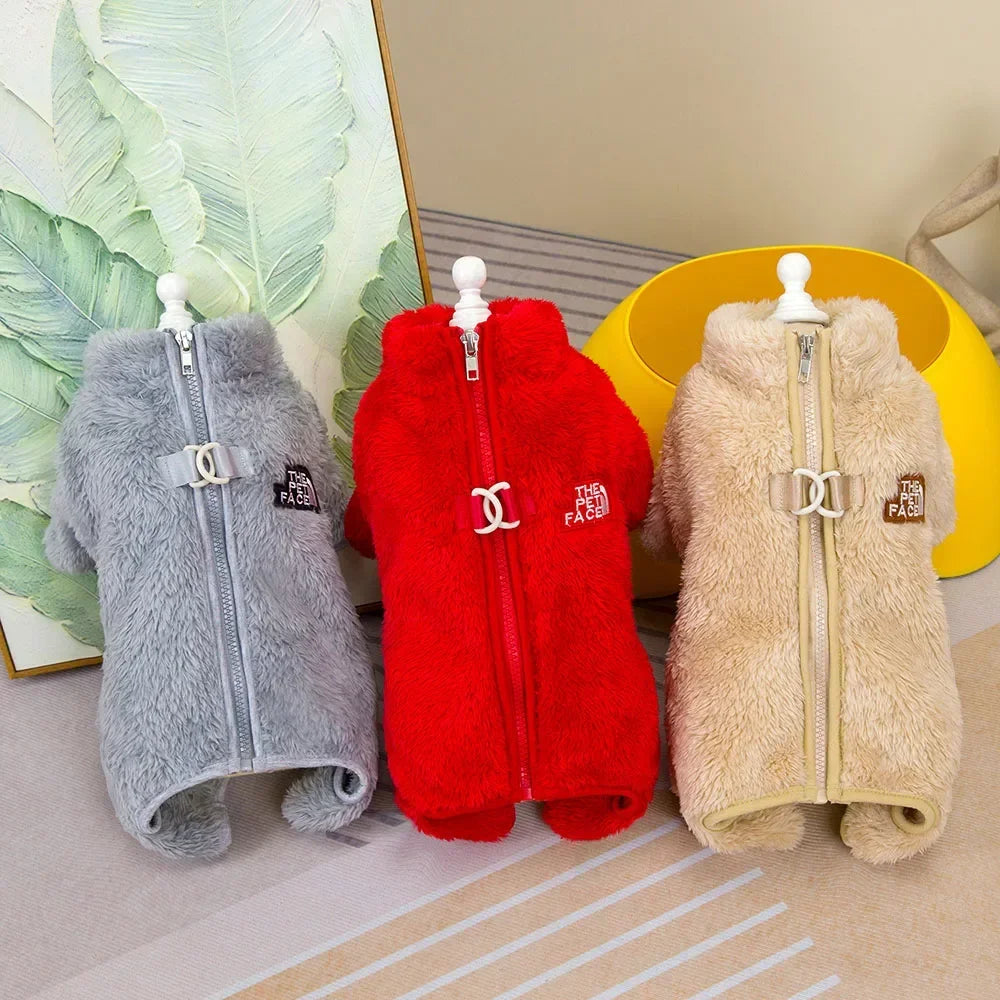Winter Warm Pet Jumpsuit with Zipper