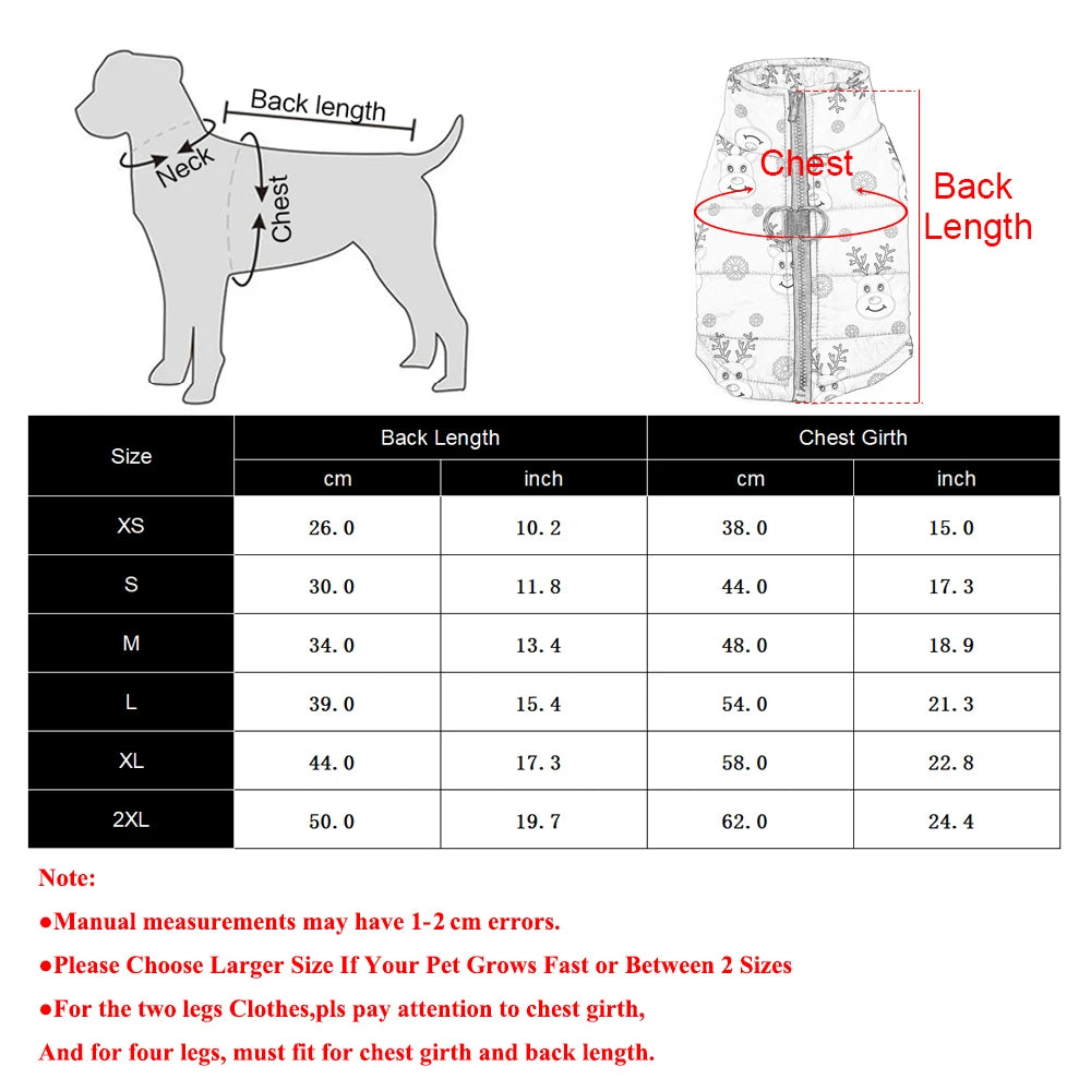 Winter Pet Dog Jacket with D-ring | XS-2XL