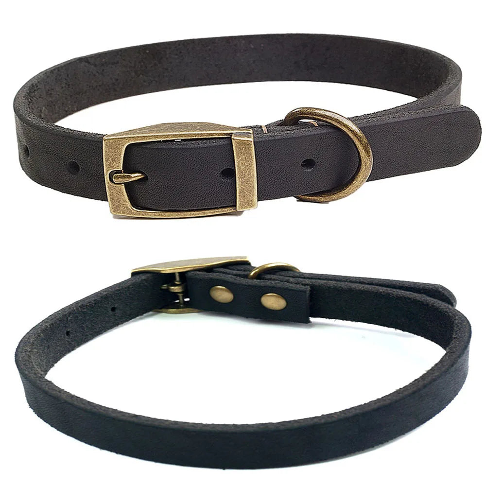 Leather Dog Collar with Heavy Duty Hardware