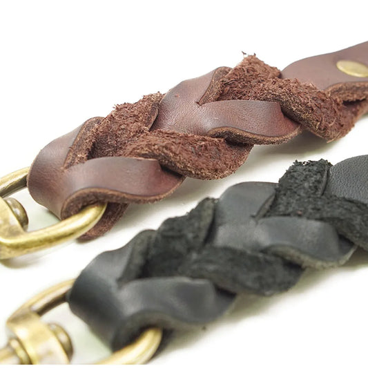 Soft Real Leather Dog Leash | Braided Design