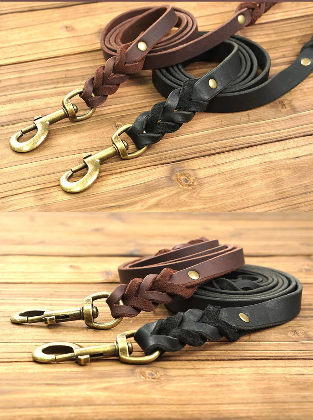 Soft Real Leather Dog Leash | Braided Design