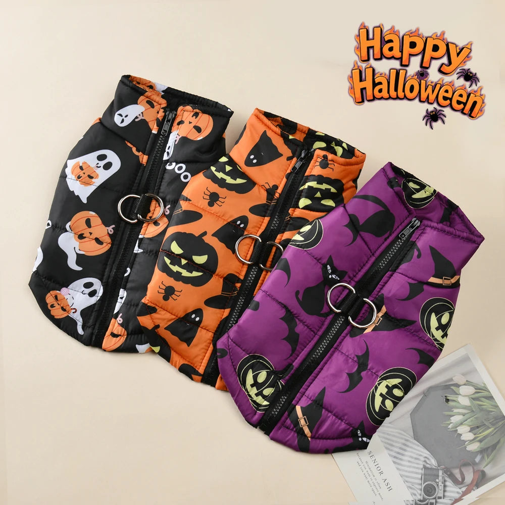 Halloween Dog Jacket Coat | Funny Pumpkin Print
