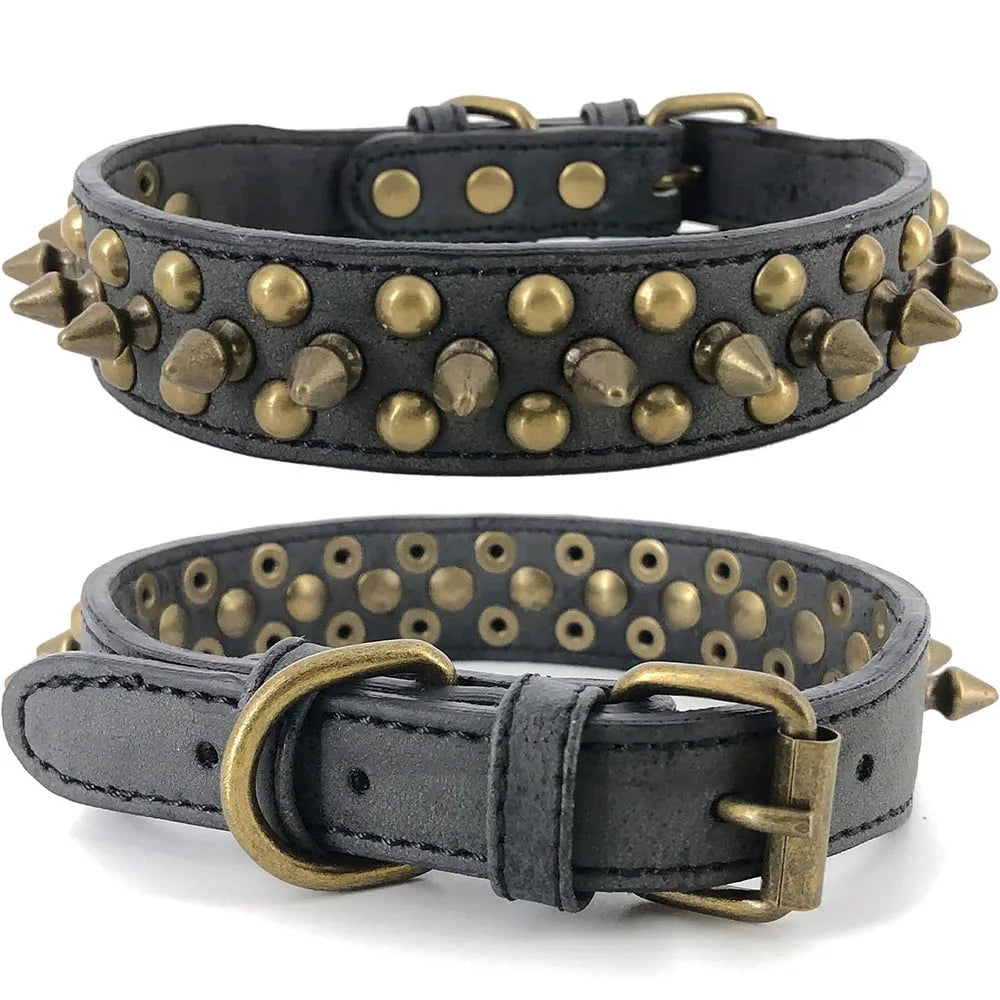 Spiked Dog Collar with Mushroom Rivets