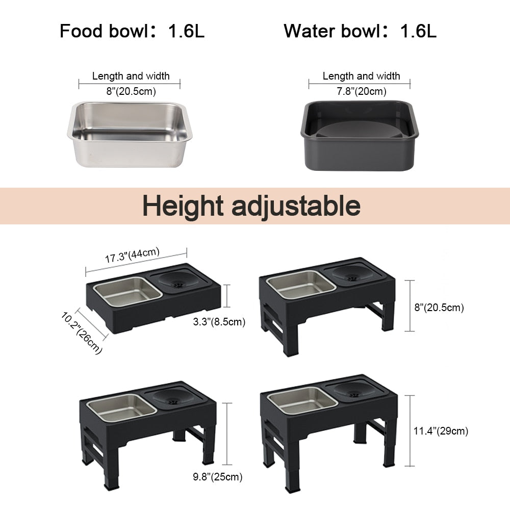 Adjustable Height Feeder and Water Bowl | Elevated Food and Water Solution
