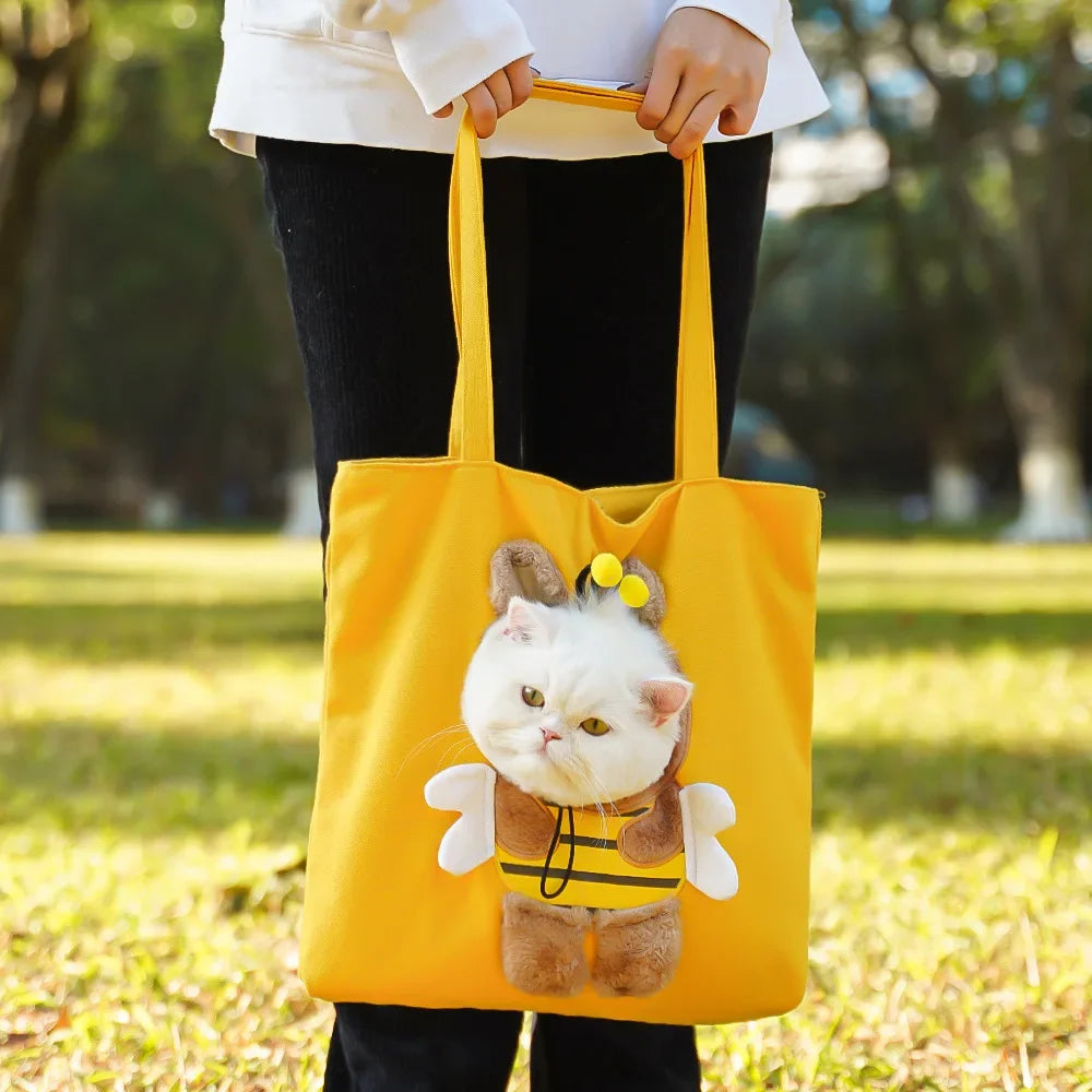 Pet Canvas Shoulder Bag | Cute Cat Carrier