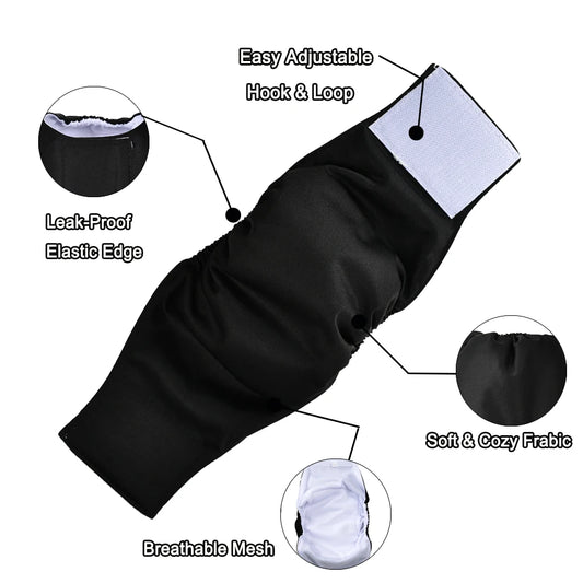 Washable Male Dog Diaper | 4-Packs | XS-XL Available