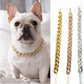 Adjustable Gold Pet Collar for Dogs and Cats | Lightweight Plastic Cuban Link Collar | Bulldog Puppy Necklace