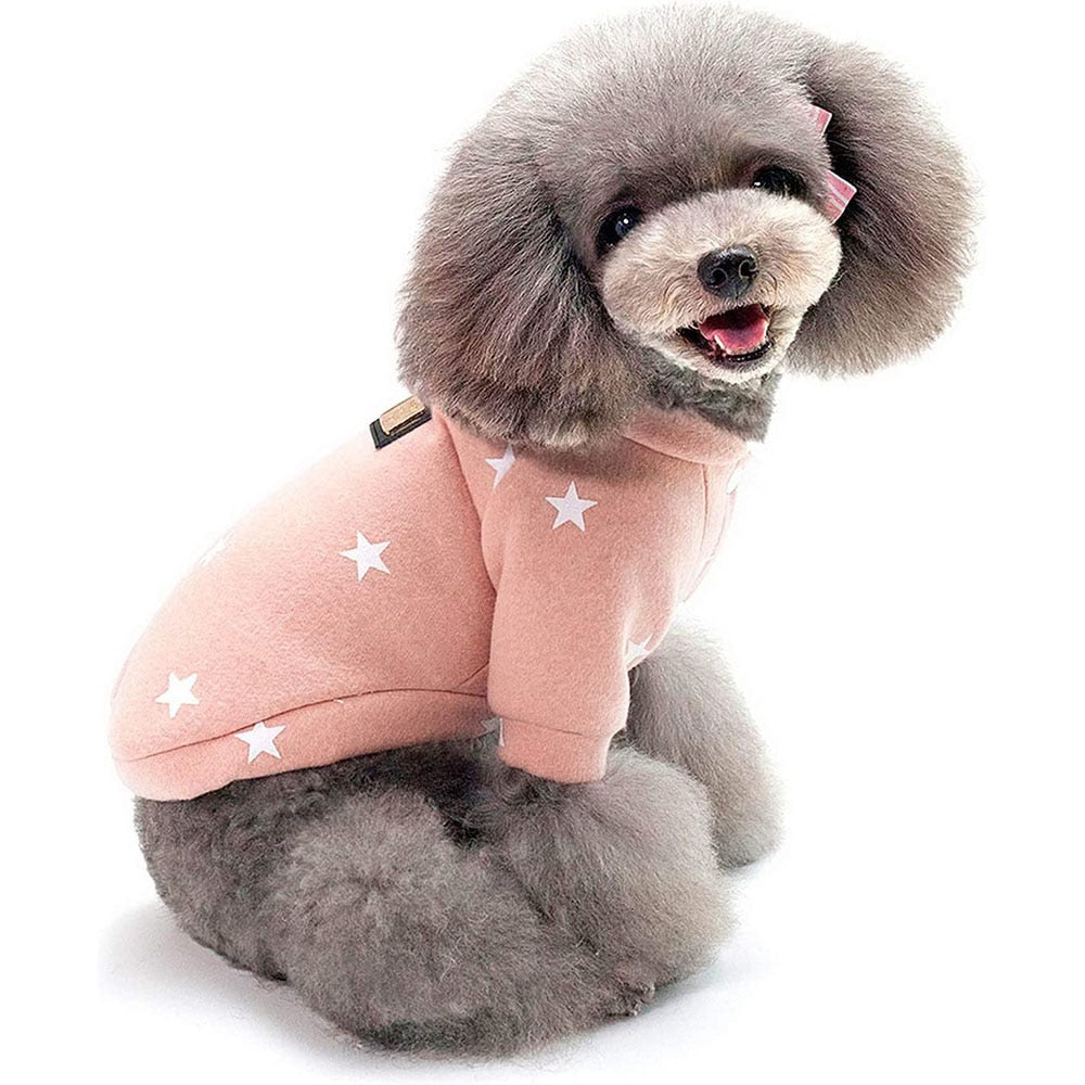 Fashion Star Pet Fleece Sweatshirt | Warm Crewneck Winter Jacket for Small Dogs & Cats