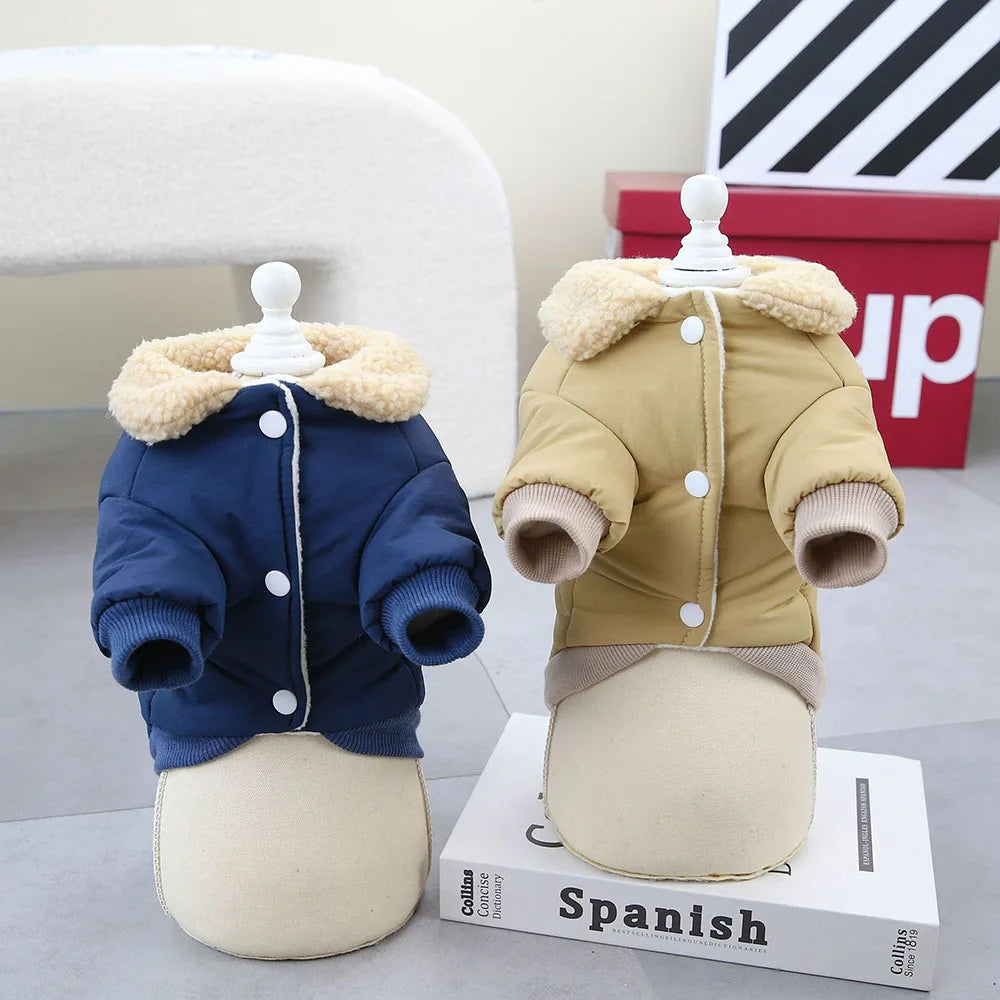 Thick Winter Dog Jacket with Bear Pattern