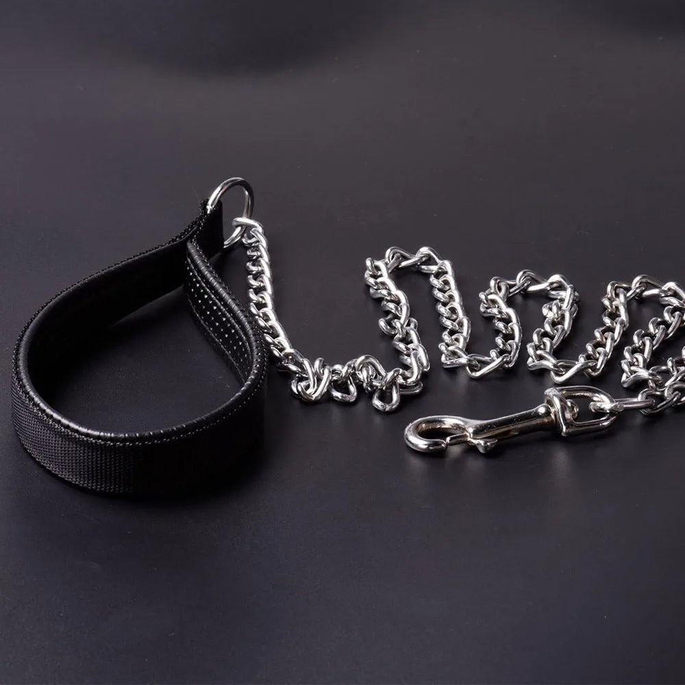 Heavy Duty Metal Chain Dog Leash with Padded Handle
