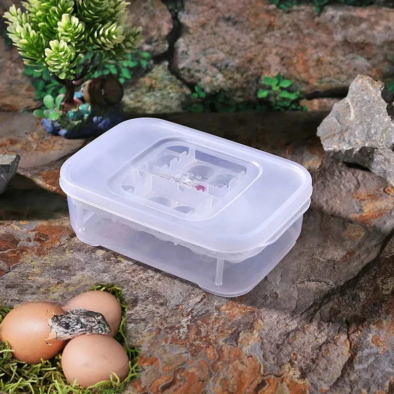 12 Egg Position Incubation Box for Reptiles and Amphibians | Durable Egg Holder and Hatching Box with Integrated Thermometer