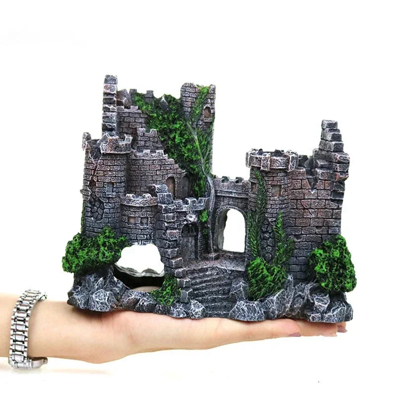 Aquarium Resin Castle Rockery | Creative Fish Tank Ornament for Natural Landscaping