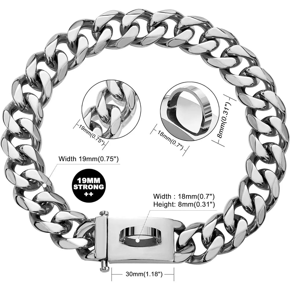 Large Dog Chain Collar | 19mm Gold Buckle