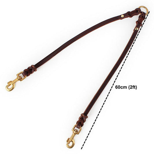 Leather Double Dog Leash Coupler | No Tangle