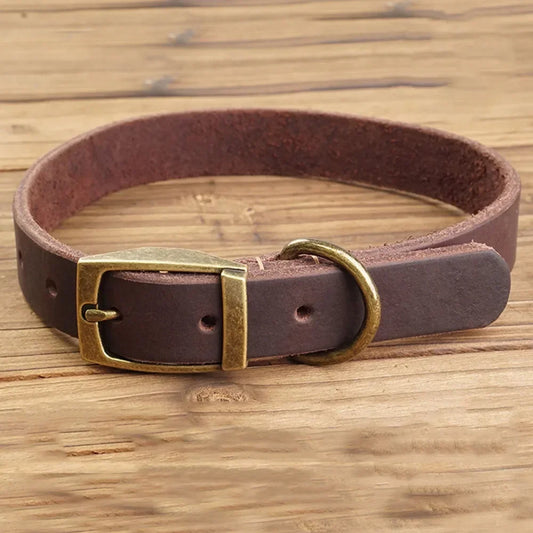 Leather Dog Collar with Heavy Duty Hardware