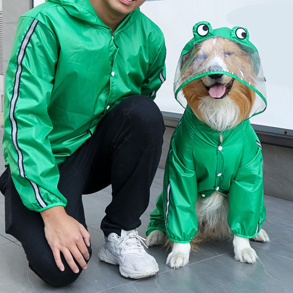 Waterproof Frog/Dinosaur Raincoat for Large Dogs | Jumpsuit Clothes