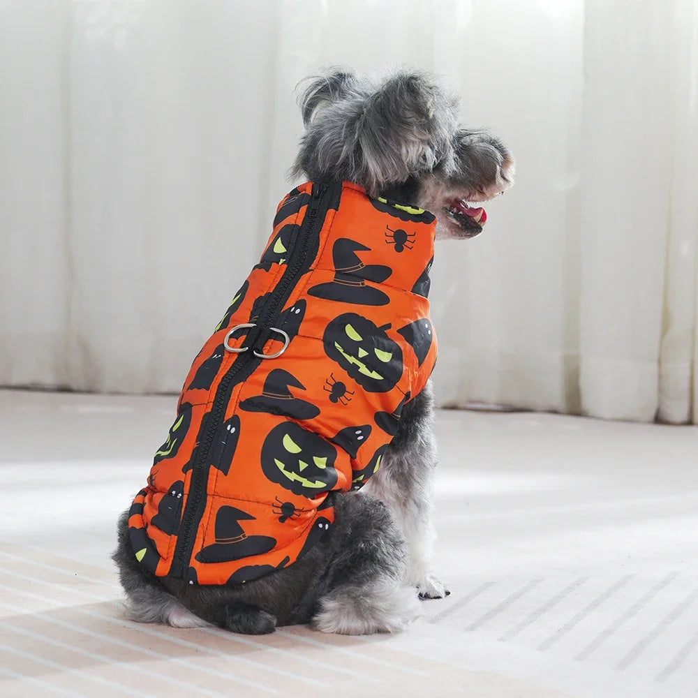 Halloween Dog Jacket Coat | Funny Pumpkin Print