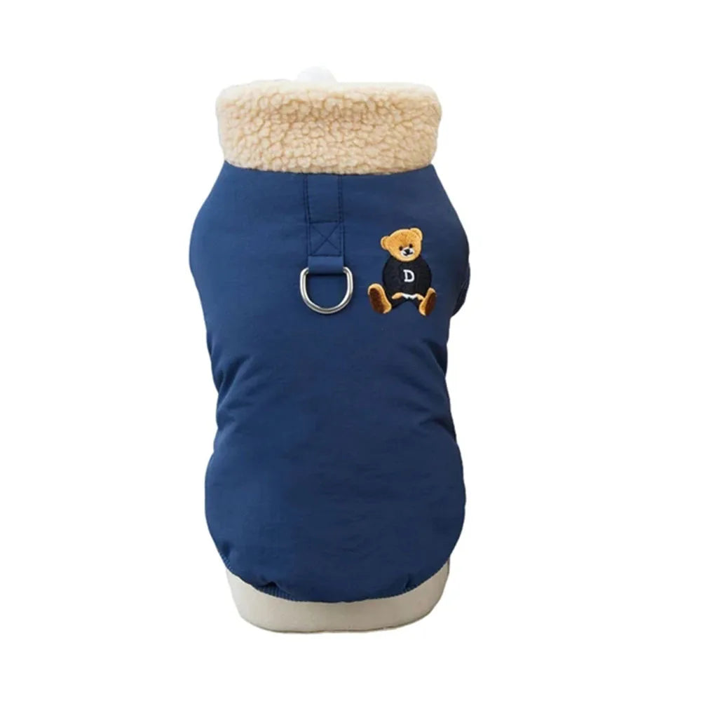 Thick Winter Dog Jacket with Bear Pattern