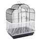 White elastic mesh seed catcher fitted around the lower section of a bird cage
