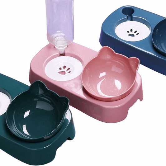 2-in-1 Pet Feeder Bowl | Automatic Drinking Fountain and Food Dispenser for Dogs and Cats