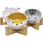 Ceramic Food and Water Bowls | Elevated Round Dish with No Spill Design