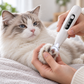 Cat paw hair being trimmed with a cordless LED pet paw trimmer