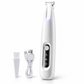 White dog paw trimmer with LED light, cleaning brush and USB charging cable