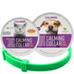 Green calming collar shown with separate cat and dog product packaging