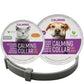 Grey calming collar shown with separate cat and dog product packaging