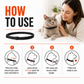 Four-step guide showing how to fit, adjust and trim a calming collar