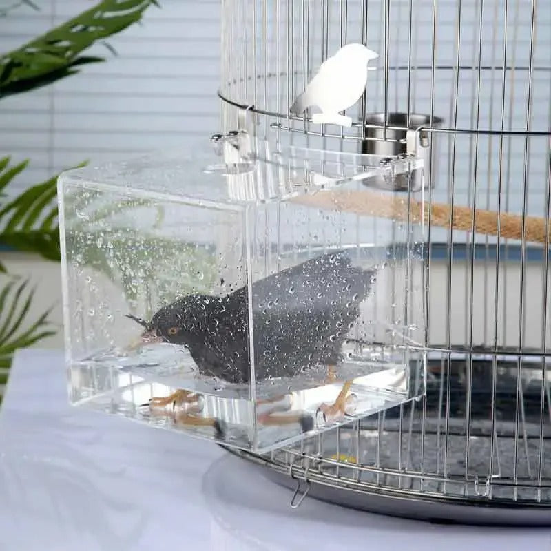 Clip-On Bird Cage Bath or Feeder | Transparent & Anti-Spill
