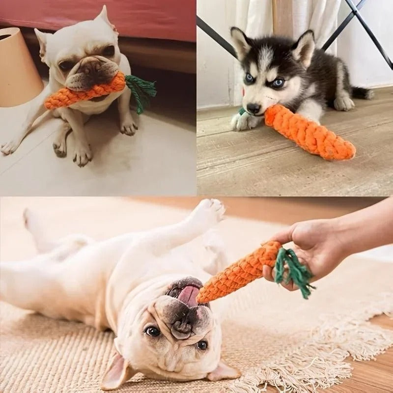 Carrot Rope Dog Chew Toy | Natural Cotton & Washable