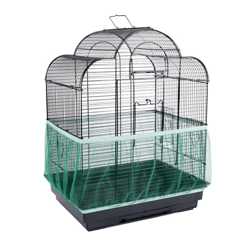 Breathable Nylon Bird Cage Seed Catcher Cover | Elastic Mesh Skirt to Reduce Mess & Drafts