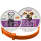 Orange calming collar shown with separate cat and dog product packaging