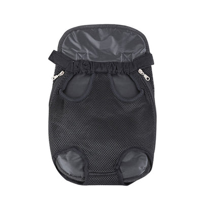 Black breathable legs-out pet carrier backpack for small pets