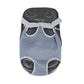 Grey breathable mesh pet carrier backpack with black padded backing