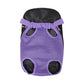 Purple breathable pet carrier backpack with legs-out design