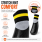 Waterproof dog sock with flexible cotton-blend knit cuff designed for comfortable wear