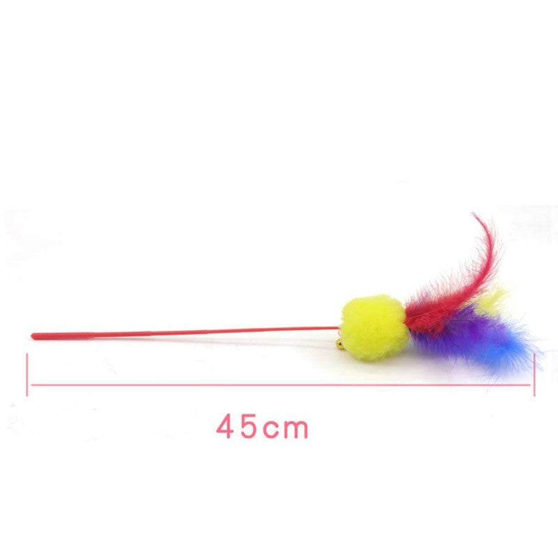 Plush Ball and Feather Cat Teaser Toy | Interactive Play and Exercise Tool