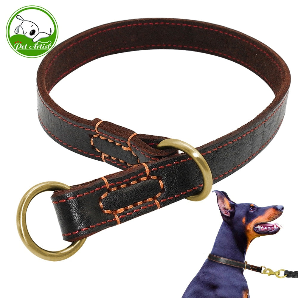 Durable Handmade Leather Dog Collar | Slip Training Collar for Medium to Large Dogs