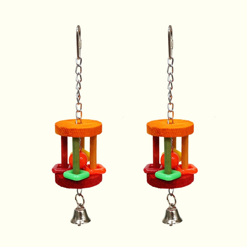 Hanging Barrel Wooden Toy | Ideal Chew and Bite Toy for Small Parrots
