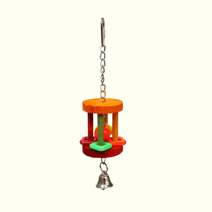 Hanging Barrel Wooden Toy | Ideal Chew and Bite Toy for Small Parrots